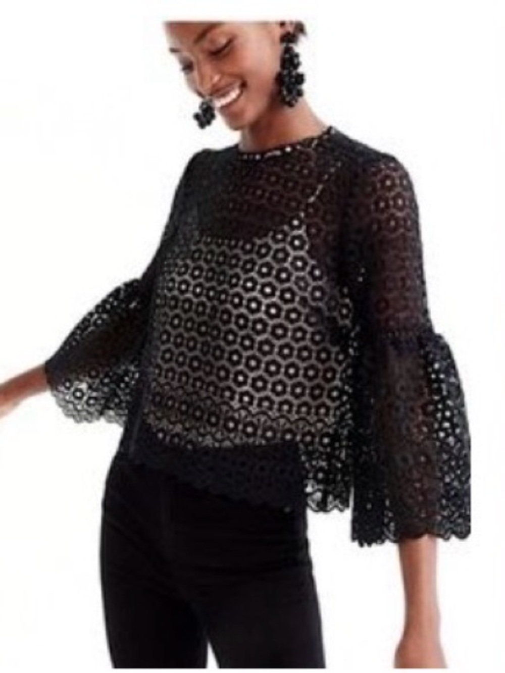 J. Crew Crochet Lace Bell-Sleeve Blouse
